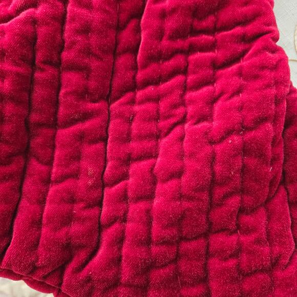 Pair Pottery Barn Christmas Stocking Dark Red Quilted Channel Velvet Medium 2015 - Picture 6 of 13